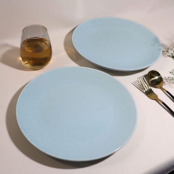Stoneware Dinner Plates – Set of 2 | Handcrafted Light Blue Ceramic Plates | Oven, Microwave & Dishwasher Safe | Elegant Dinnerware for Dining, Gifting & Everyday Use | Made in India - Image 2