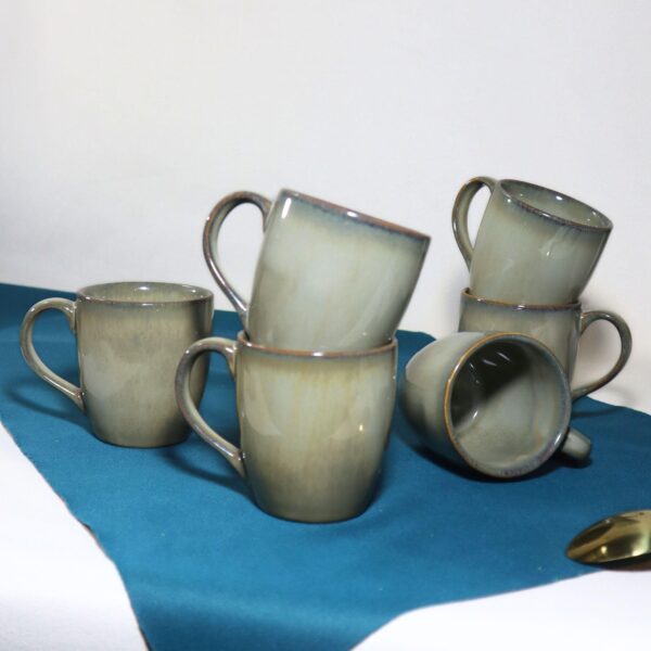 Rustic Modern Porcelain Tea Cups – Set of 12 (180ml Each) | Glossy Finish | Microwave & Dishwasher Safe | Handmade in India