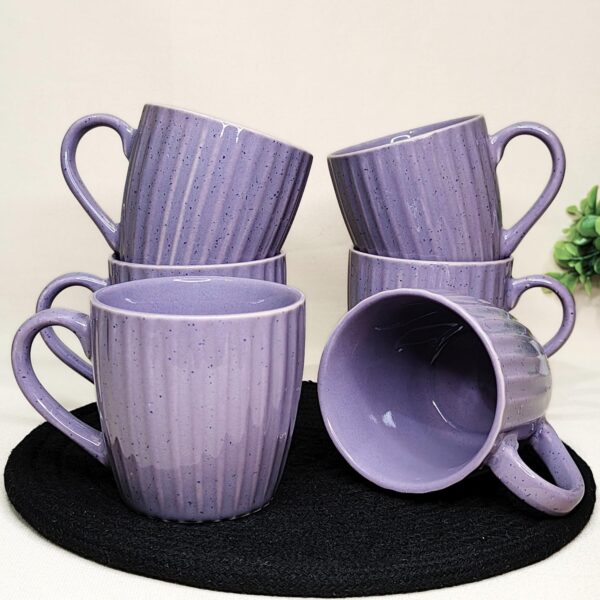 Purple Ceramic Tea Cups – Set of 12 (200ml Each) | Glossy Finish | Microwave & Dishwasher Safe | Elegant & Handmade In India