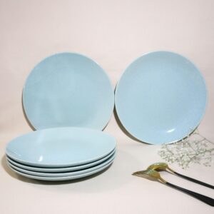 Stoneware Dinner Plates – Set of 6 | Handcrafted Light Blue Ceramic Plates | Oven, Microwave & Dishwasher Safe | Elegant Dinnerware for Dining, Gifting & Everyday Use | Made in India