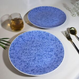 Stoneware Dinner Plates – Set of 2 | Blue Marble Handcrafted Ceramic Plates | Oven, Microwave & Dishwasher Safe | Elegant Dinnerware for Everyday Use, Gifting & Dining | Made in India