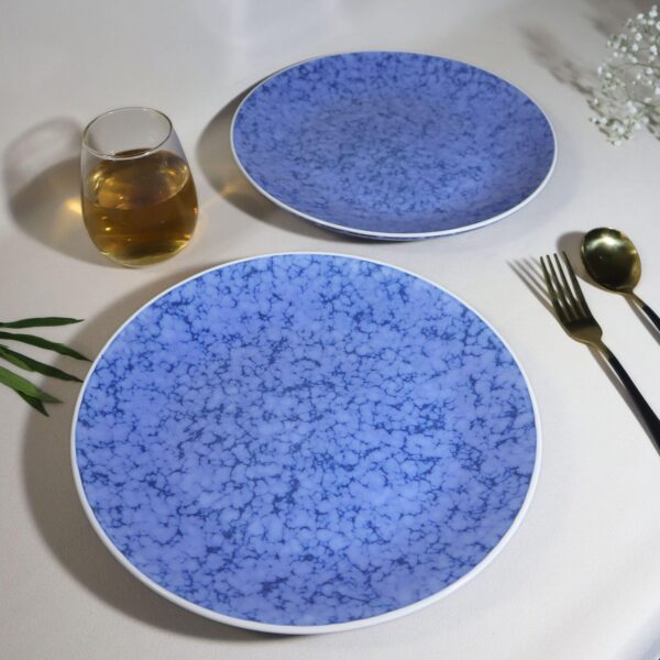 Stoneware Dinner Plates – Set of 2 | Blue Marble Handcrafted Ceramic Plates | Oven, Microwave & Dishwasher Safe | Elegant Dinnerware for Everyday Use, Gifting & Dining | Made in India