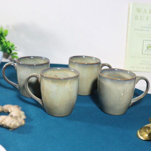 Rustic Modern Porcelain Tea Cups – Set of 12 (180ml Each) | Glossy Finish | Microwave & Dishwasher Safe | Handmade in India - Image 2