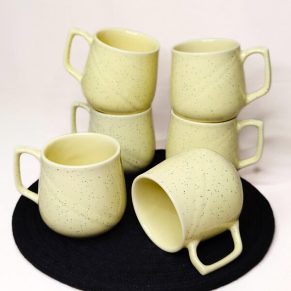 Lemon Yellow Ceramic Tea Cups – Set of 6 (120ml Each) | Glossy Finish | Microwave & Dishwasher Safe | Handmade in India - Image 2