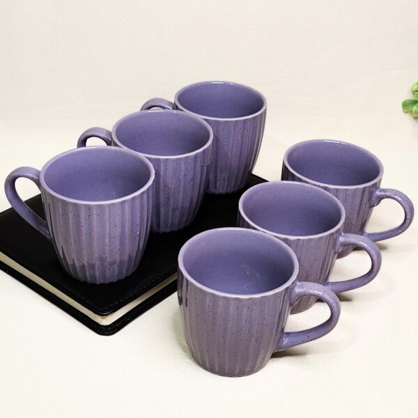 Purple Ceramic Tea Cups – Set of 12 (200ml Each) | Glossy Finish | Microwave & Dishwasher Safe | Elegant & Handmade In India - Image 2