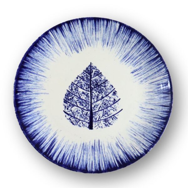 Indigo Leaf Burst Stoneware Dinner Plates – Set of 4 | Handcrafted Blue & White Leaf Ceramic Plates | Oven, Microwave & Dishwasher Safe | Elegant Dinnerware for Dining, Gifting & Everyday Use | Made in India - Image 2