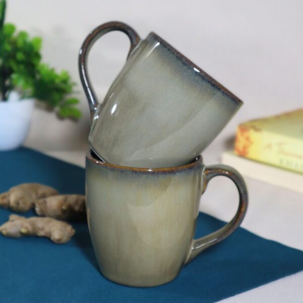 Rustic Modern Porcelain Tea Cups – Set of 12 (180ml Each) | Glossy Finish | Microwave & Dishwasher Safe | Handmade in India - Image 3