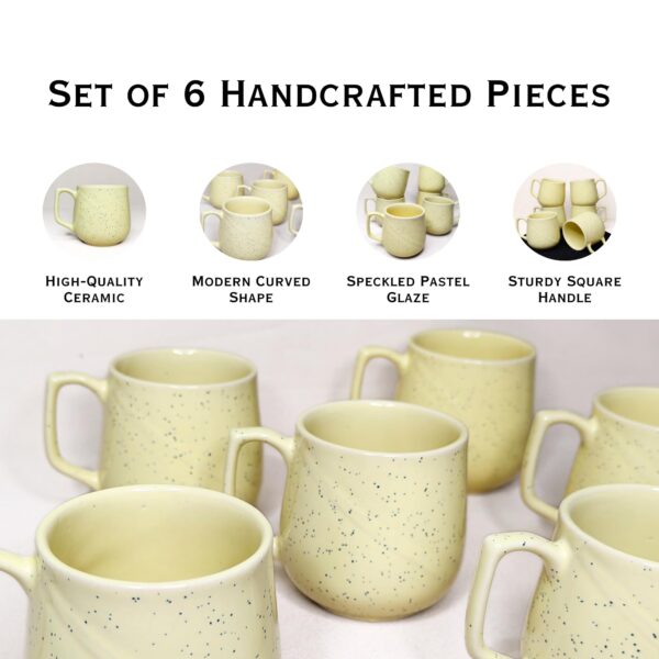 Lemon Yellow Ceramic Tea Cups – Set of 6 (120ml Each) | Glossy Finish | Microwave & Dishwasher Safe | Handmade in India - Image 4