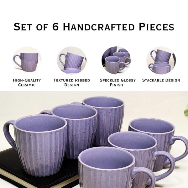 Purple Ceramic Tea Cups – Set of 12 (200ml Each) | Glossy Finish | Microwave & Dishwasher Safe | Elegant & Handmade In India - Image 4