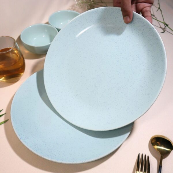 Stoneware Dinner Plates – Set of 6 | Handcrafted Light Blue Ceramic Plates | Oven, Microwave & Dishwasher Safe | Elegant Dinnerware for Dining, Gifting & Everyday Use | Made in India - Image 3
