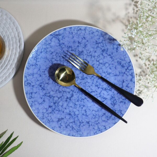 Stoneware Dinner Plates – Set of 2 | Blue Marble Handcrafted Ceramic Plates | Oven, Microwave & Dishwasher Safe | Elegant Dinnerware for Everyday Use, Gifting & Dining | Made in India - Image 2