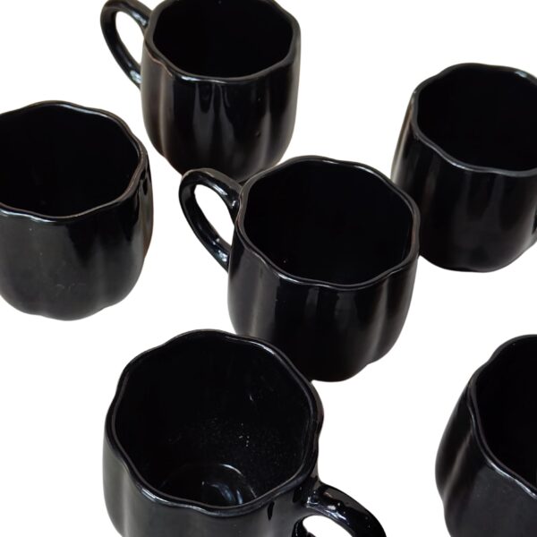 Black Ceramic Tea Cups – Set of 12 (180ml Each) | Glossy Finish | Microwave & Dishwasher Safe | Handmade in India - Image 4