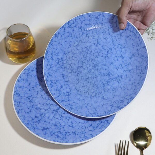 Stoneware Dinner Plates – Set of 2 | Blue Marble Handcrafted Ceramic Plates | Oven, Microwave & Dishwasher Safe | Elegant Dinnerware for Everyday Use, Gifting & Dining | Made in India - Image 3