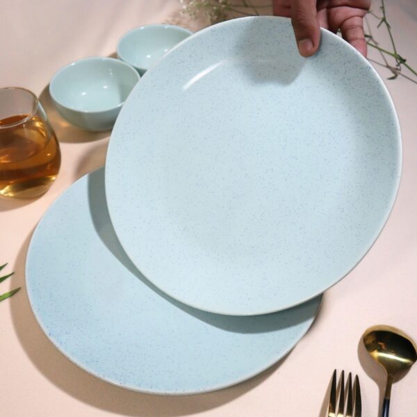 Stoneware Dinner Plates – Set of 2 | Handcrafted Light Blue Ceramic Plates | Oven, Microwave & Dishwasher Safe | Elegant Dinnerware for Dining, Gifting & Everyday Use | Made in India - Image 3