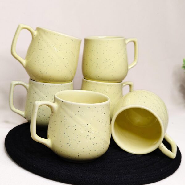 Lemon Yellow Ceramic Tea Cups – Set of 6 (120ml Each) | Glossy Finish | Microwave & Dishwasher Safe | Handmade in India - Image 3